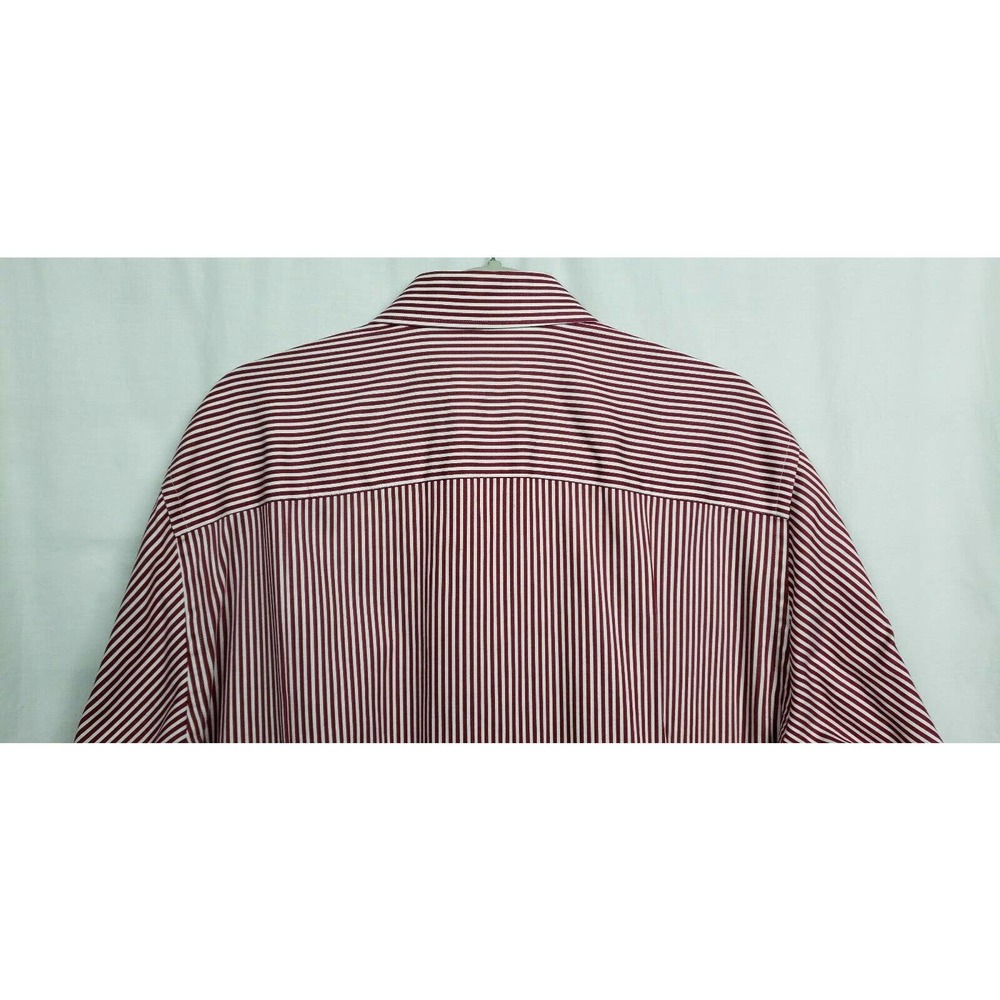Dressmann.com Mens Button Down Shirt Long Sleeves Sz 43/44 XL Red/White Stripe - Picture 5 of 10